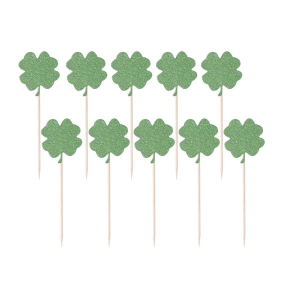 Masteelf Green Cake Topper for St Patrick's Day Party Decoration Made of Premium Paper 10pcs