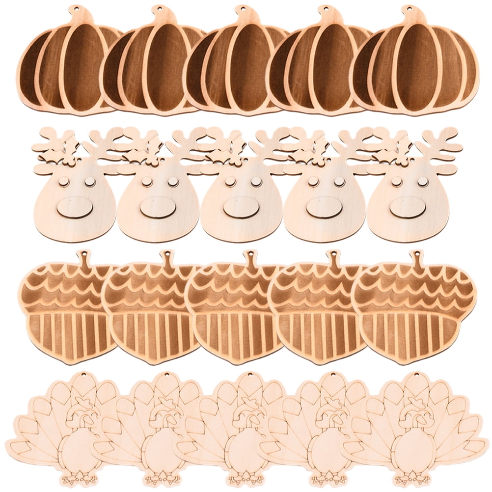 50 Unfinished Pumpkin Wood Cutouts – Blank Wood Slices With Hemp Rope – DIY Fall & Halloween Crafts