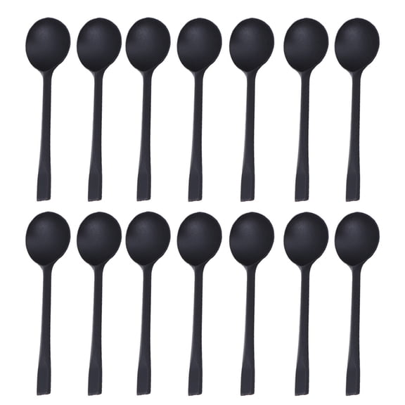 HONITANO Turtle Shape Black Plastic Spoons For Tableware 100Pack 5.6x1.6x0.1In