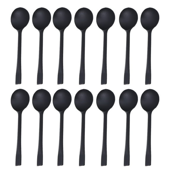HONITANO Turtle Shape Black Plastic Spoons For Tableware 100Pack 5.6x1.6x0.1In