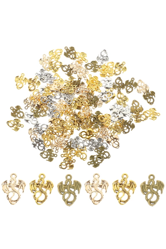 100pcs Dragon Pendant Dragon Charms Decorative Necklace Making Charms for Necklace Making