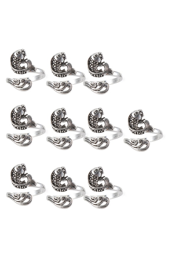 10Pcs Retro Finger Rings Decorative Alloy Rings Multi-purpose Knitting Open Rings