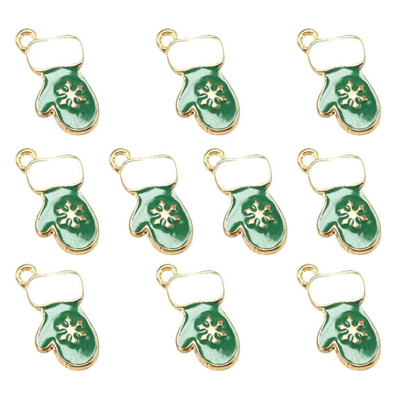 Jiyike 10pcs Christmas Glove Pendants Fashion Cartoon Alloy Charms DIY Jewelry Making Accessory for Crafts