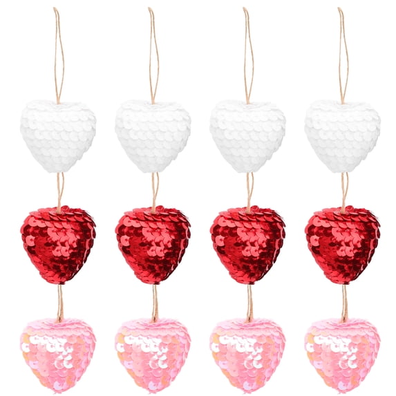 Jiyike 12PCS Chic Heart-shaped Hanging Items Valentine's Day Loving Heart Hanging Ornaments