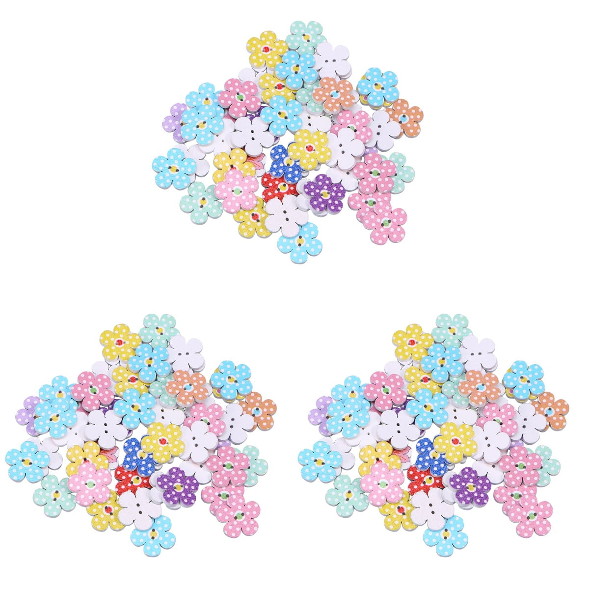 Jiyike 150 Pcs 2cm Wooden Buttons Colorful Flowers 2 Holes Buttons Baby ...