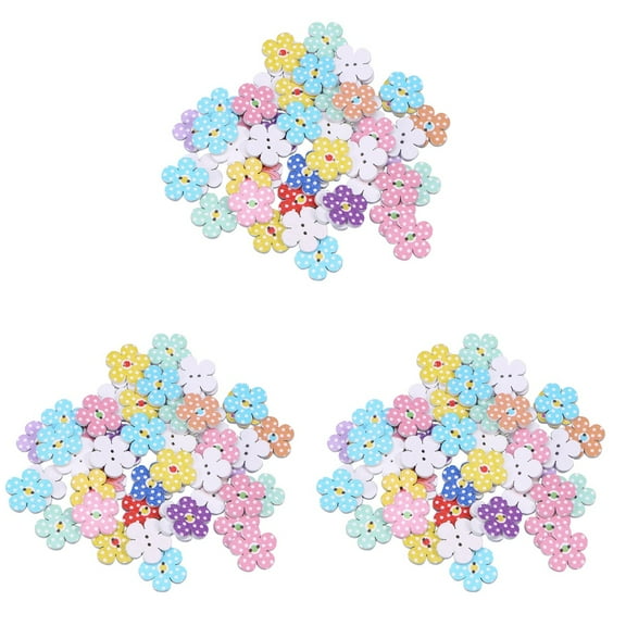 Jiyike 150 Pcs 2cm Wooden Buttons Colorful Flowers 2 Holes Buttons Baby Sweater Buckles Sewing Craft Scrapbooking DIY Buttons (Random Color)
