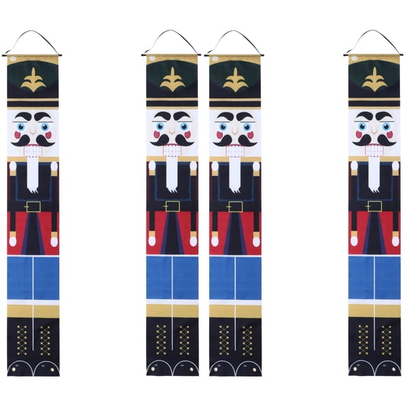 Jiyike 2 Pairs Christmas Door Banner Nutcracker Soldier Couplet Xmas Hanging Couplet
