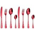 thumbnail image 1 of Jiyike 2 Sets Stainless Steel Tableware Spoon Fork Cutter Set Home Tableware (Red), 1 of 6