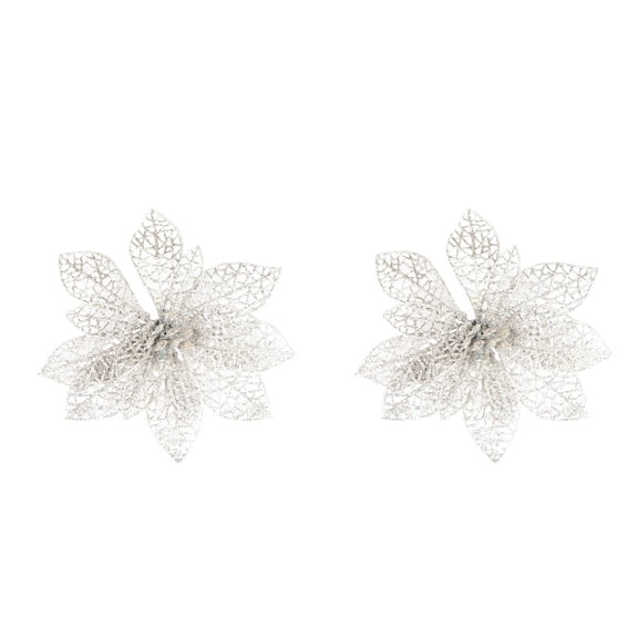 Jiyike 20 pcs Simulated Christmas Artificial Flowers Plastic Decorative Flowers for Christmas Tree (Silver)