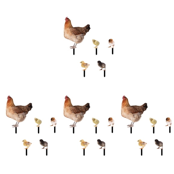 Jiyike 20 pcs Simulation Chicken Stakes Home Decor Rustic Outdoor Patio Yard Adornment Chick Statue