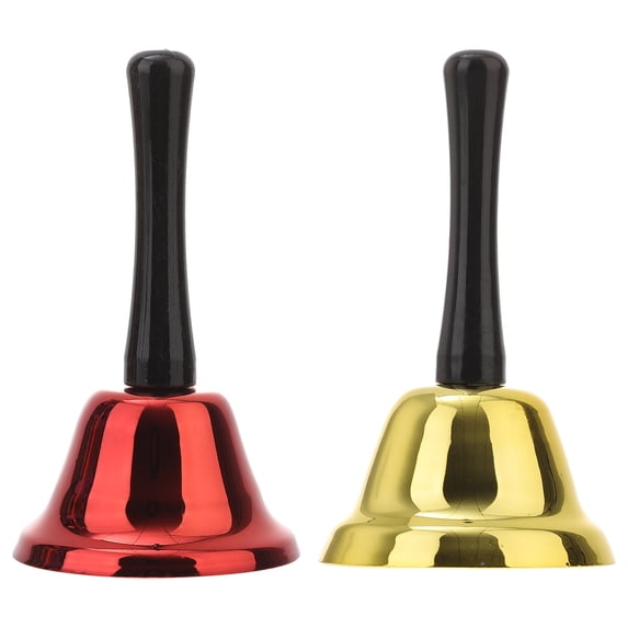 Jiyike 2pcs 75mm Handheld Metal Ring Bell Handheld Call Bell Christmas Decoration Supplies (Gold )