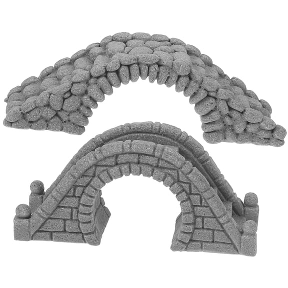 Jiyike 2pcs Miniature Landscaping Bridge Adornment Miniature Stone Vintage Bridge Models