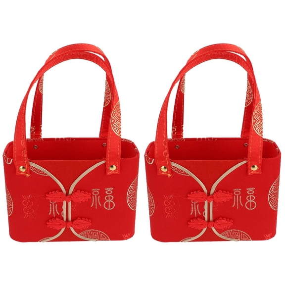 Jiyike 2pcs New Year Spring Festival Flower Bouquet Bags Flower Wrapping Bucket Gift Handy Bag