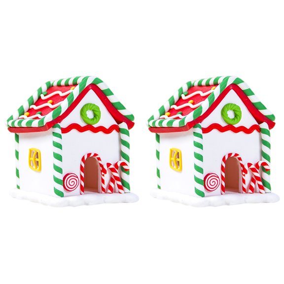 Jiyike 2pcs Small House Adornment Cabin Christmas Adornment Christmas Decoration Lovely Christmas Adornment