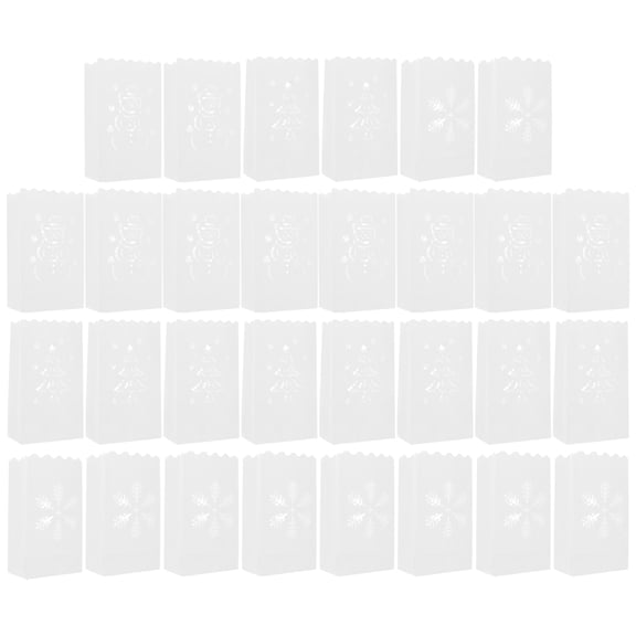 Jiyike 30Pcs Hollow Flame Retardant Candle Bags Christmas Atmosphere Layout Props