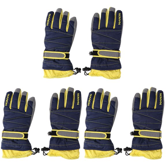 Jiyike 3pcs Cold Weather Gloves Super Warm Winter Snow Skiing Gloves Windproof Waterproof Gloves with Long Cuff for Snowboarding Riding (Blue, )