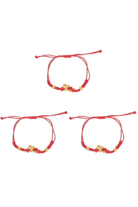 3pcs Red String Adjustable Bracelet Chinese Zodiac Dragon Charm Bracelet Braided Rope Bracelet
