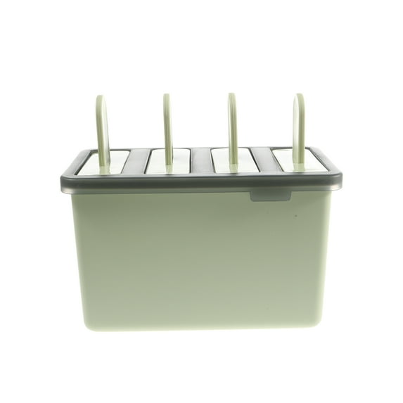 Jiyike 4 Cavities Ice Mold Maker Ice Cream Popsicle Mold Trays Reusable Plastic Mold (Green)