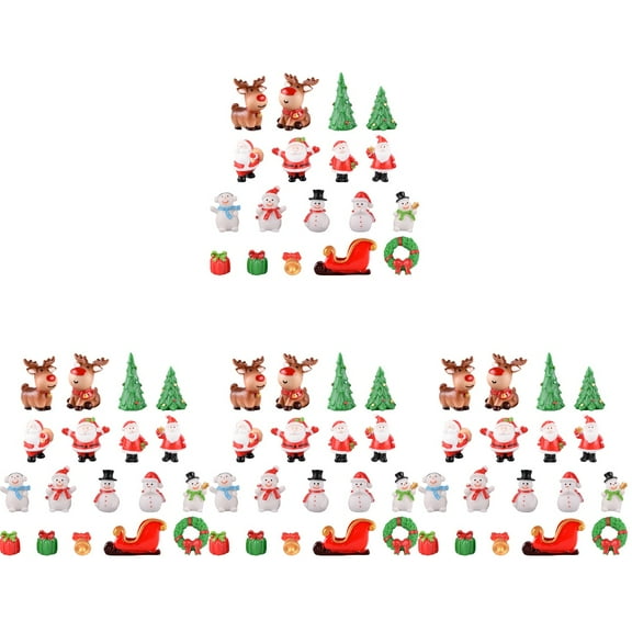 Jiyike 4 Sets Of Christmas Snowman Figurines Resin Xmas Tree Gift Box Decor Christmas Micro Landscape Ornament Mixed Style