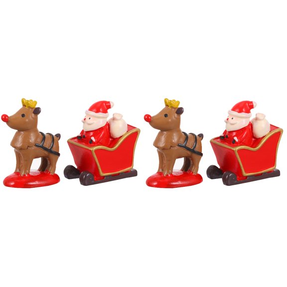 Jiyike 4 pcs Christmas Adornment Decorative Santa Claus Xmas Elk Resin Ornaments