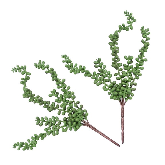 Jiyike 4Pcs Artificial Succulents Pearls Fleshy Green Vine Flower Hanging Rattan Simulation Hanging String of Pearls Basket Plant Lover Decoration 35x25cm