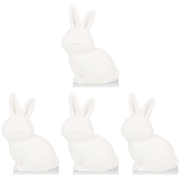 Jiyike 4pcs Ceramic Rabbit Lovely Animal Figurine Desktop Small Rabbit Statue Ceramic Craft