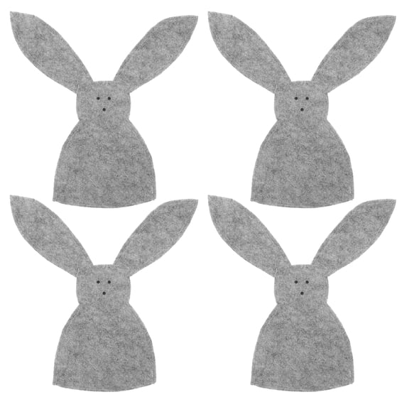 HONITANO Bunny Small Treats Bag Grey Fabric 4Pcs 7.1x7.1x0.08In