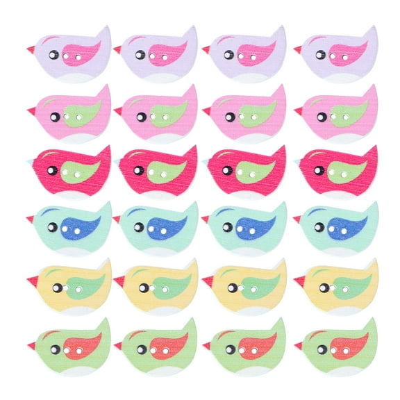 Masteelf 50Pcs Colorful Wooden Bird Shaped Buttons for DIY Crafts Decoration Plastic Assorted Color