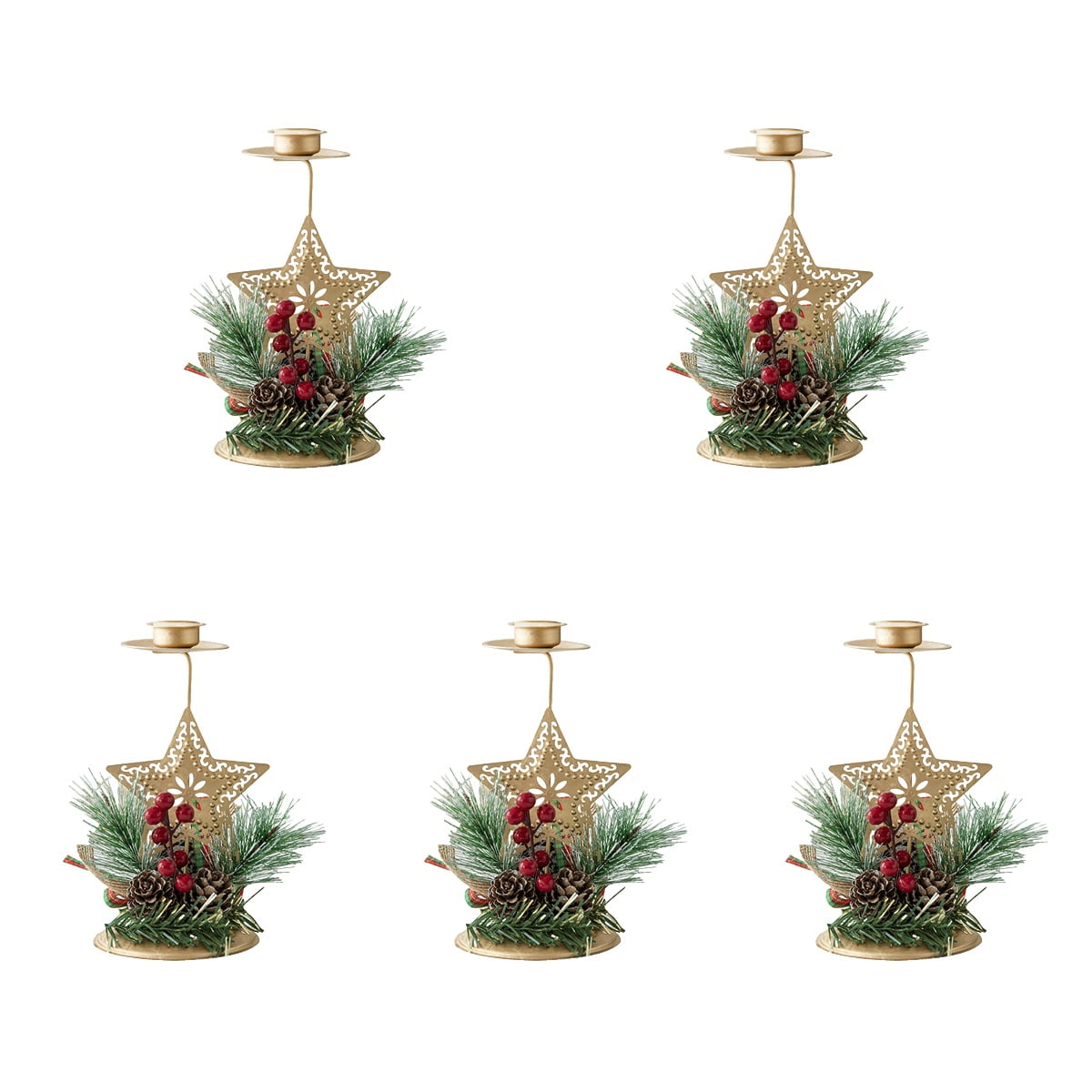 Jiyike 5pcs Christmas Candle Holder Table Centerpiece Candle Holder — free download