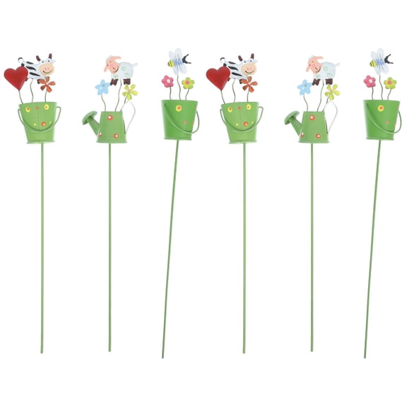 Jiyike 6 pcs Iron Kettle Inserts Flower Pot Insert Stick Decors Bonsai Crafts (Ramdon Style)