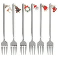 thumbnail image 1 of Jiyike 6pcs Christmas Flatware Stainless Steel Flatware Set Decorative Dessert Forks for Fruit Appetizers and Serving Christmas Tableware for Holiday Parties, 1 of 10