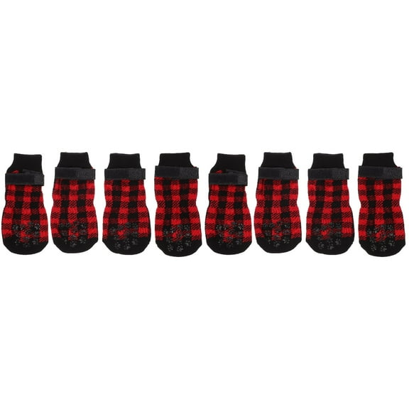 Jiyike 8 Pcs Pet Anti-slip Socks Christmas Themed Pet Stockings Warm Footwear Dog Socks