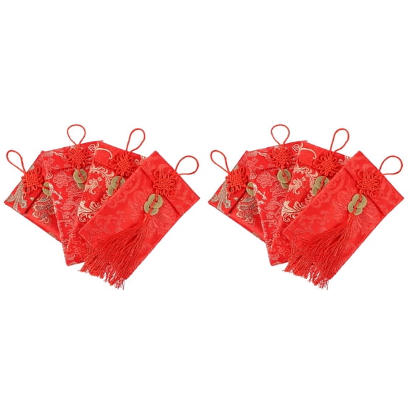Jiyike 8 pcs New Year Fabric Red Envelopes Spring Festival Wedding Red Envelopes (Red)
