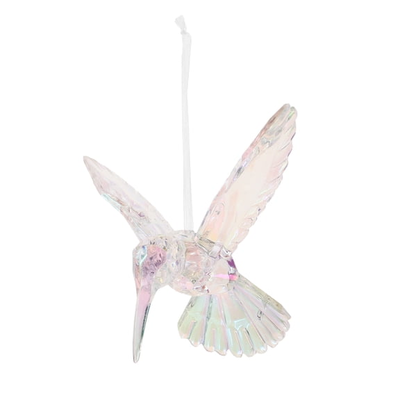 Jiyike Acrylic Hummingbird Hanging Ornament Shiny Iridescent Hanging Bird Figurines Pendants For Christmas Xmas Tree Transparent