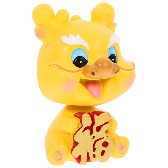 Jiyike Chinese Style Cartoon Dragon Statue Decoration Shaking Head Dashboard Dragon Sculpture Table Decor