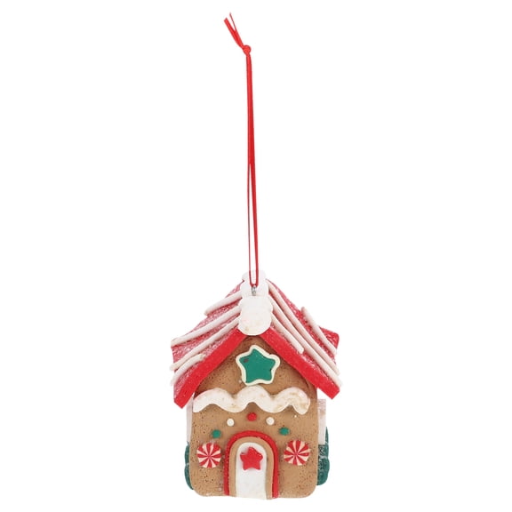 Jiyike Christmas Clay Small House Ornament Hanging Decoration for Xmas Tree Holiday Pendant Festive Home Decor