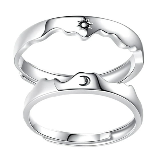 Couple Matching Rings for Woman Man Sun Moon Couple Matching Rings Open Adjustable Couple Friendship Stackable Ring Sets Simple Engagement Wedding Statement Ring Jewelry