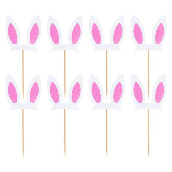 Jiyike Rabbit Ear Cupcake Toppers: Bunny Ear Cake Topper Cupcake Picks Dessert Insert 30pcs for Spring Birthday Party Decoration