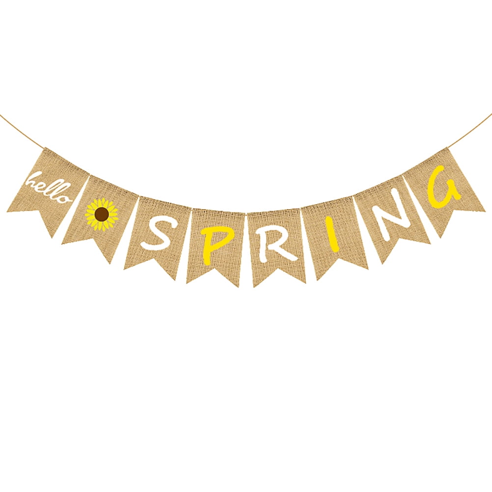 Jiyike Spring Burlap Banner Rustic Spring Banner Garland Sunflower ...