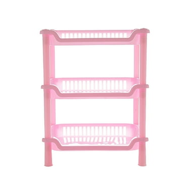 Jiyike Square Storage Rack Detachable 3-layers Holder Kitchen Bathroom Rack (Pink)