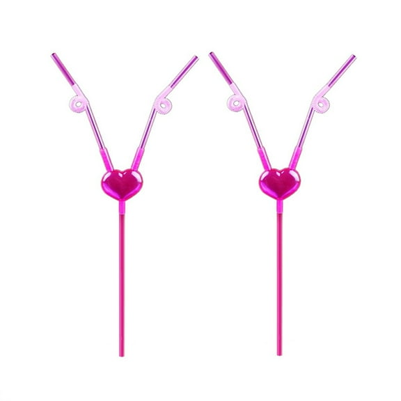 Masteelf Rosy Plastic Drinking Straws for Parties and Decorations Made from Safe Material Great for DIY Projects and Photo Props 2pcs