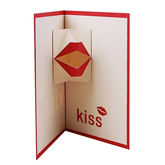 Masteelf Red Lip Valentine's Day Greeting Cards Handmade with Specialty Paper for Gift Ideas 1 Pc