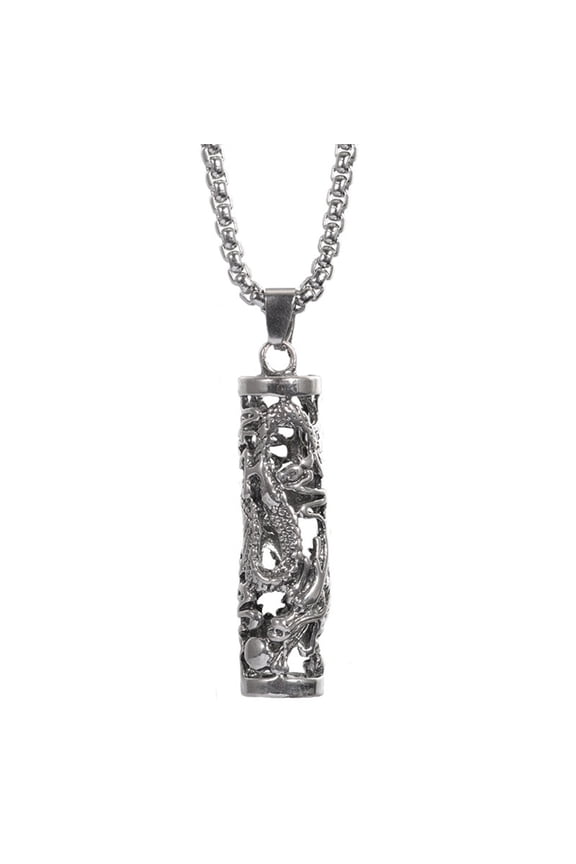 Vintage Cylinder Charm Neck Chain Hip-pop Gothic Sweater Chain Pendant Necklace for Men
