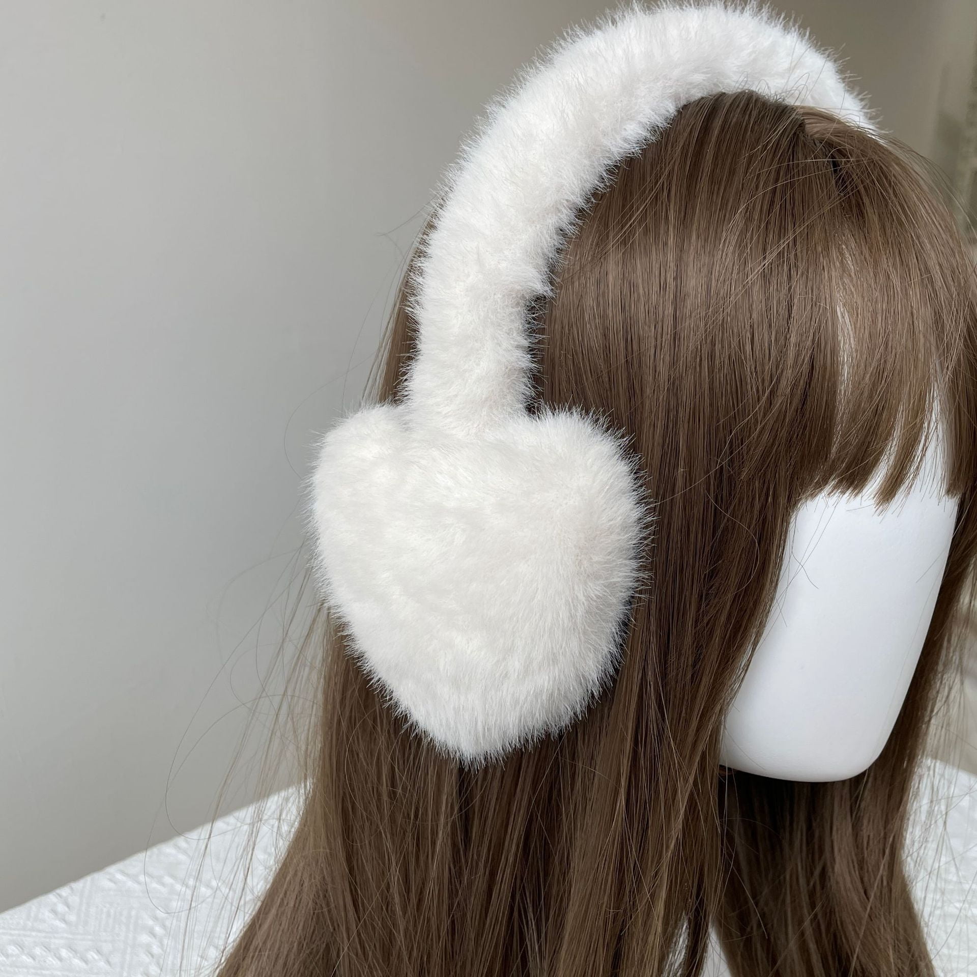 Jiyike Women Winter Ear Muffs Fluffy Faux Fur Earmuffs Heart Design Ear ...