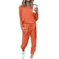 thumbnail image 1 of 2Pc Women Pure Color Suit Long Sleeve Leisure Pocket Home Sweatpants Sets, 1 of 5