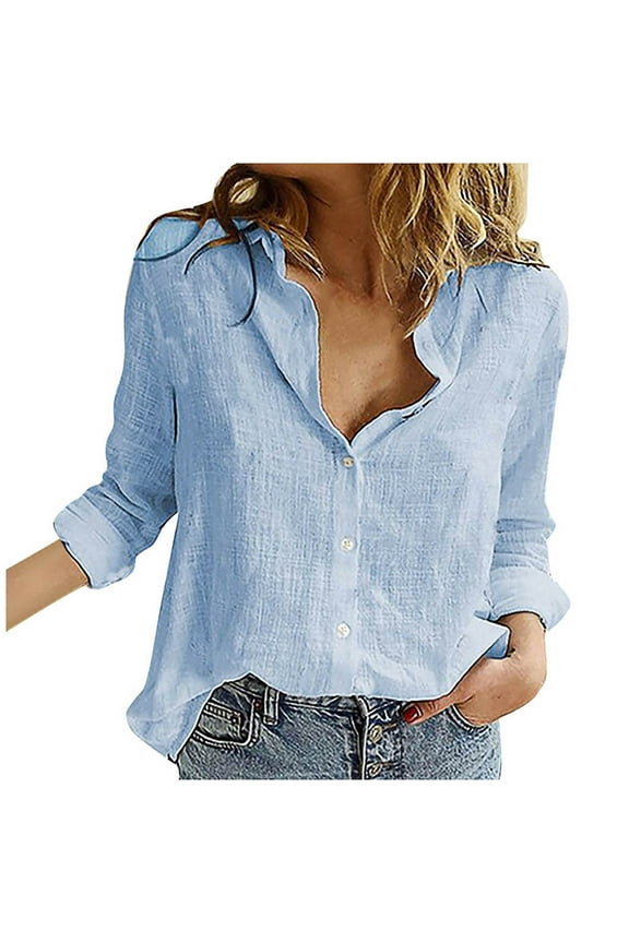 Button Down Shirts for Women Plus Size Loose Blouse