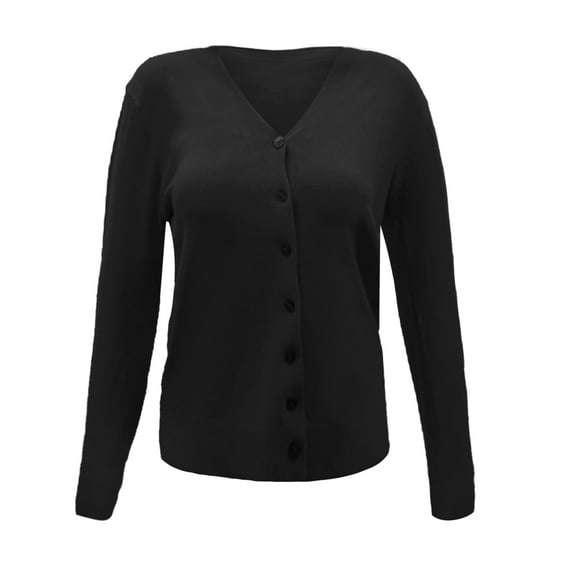 Jiyugala Cardigan for Women Ladies Button Round Neck Long Sleeve Soft Knitted Cardigan Sweater Cardigan Sweaters for Women