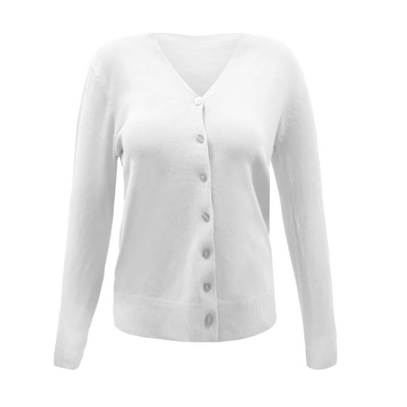 Jiyugala Cardigan for Women Ladies Button Round Neck Long Sleeve Soft Knitted Cardigan Sweater Cardigan Sweaters for Women
