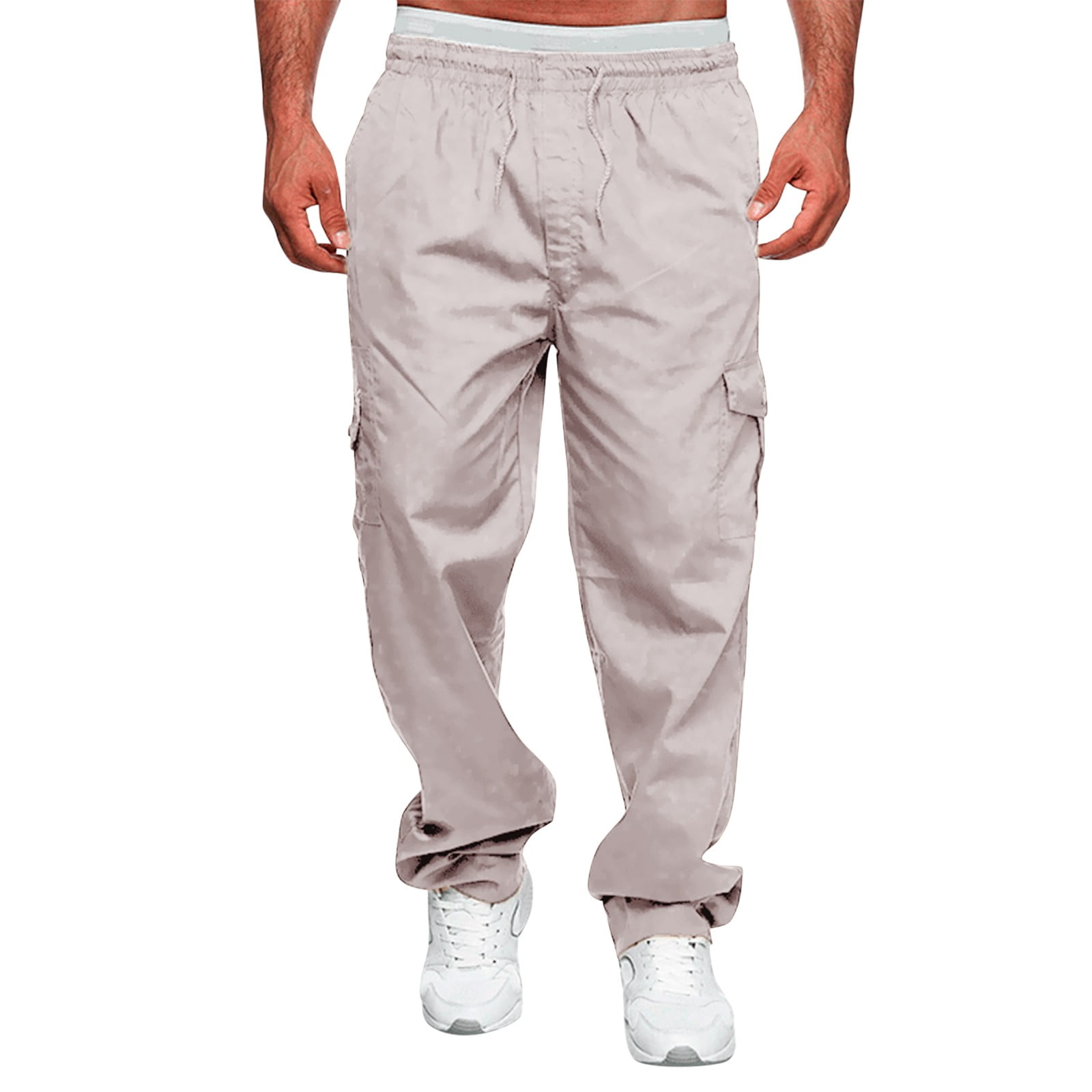 Jiyugala Cargo Pants for Men Male Versatile All Season Multi Pocket Zip