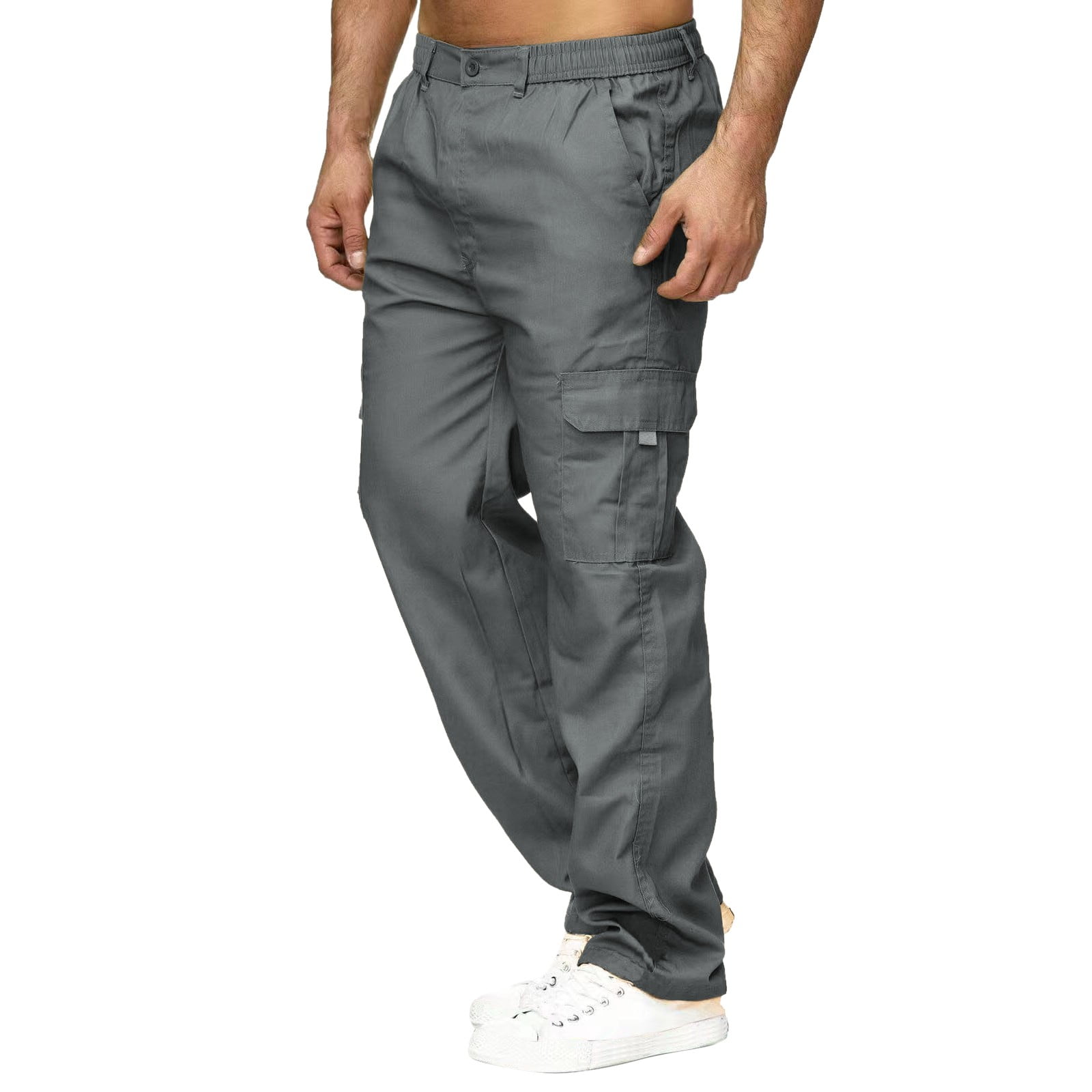 Jiyugala Cargo Pants for Men Male Versatile All Season Multi Pocket Zip